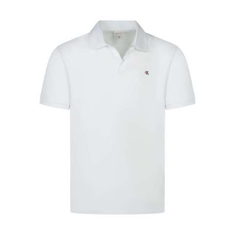 Polo en coton blanc maille piquée avec un col à revers et une coupe droite