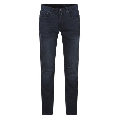 Jean 5 poches en coton mélangé nuit uni avec une coupe ajustée