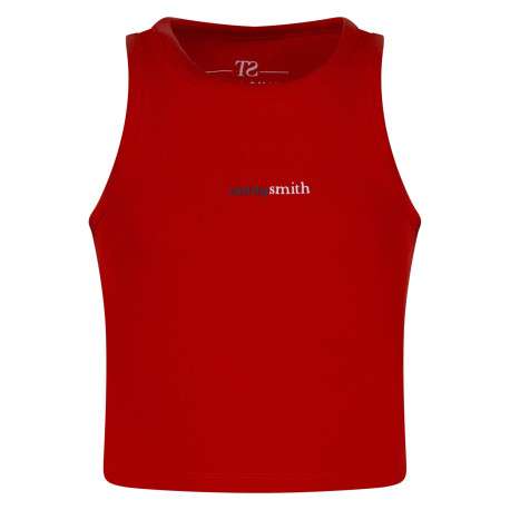 Débardeur en coton rouge en maille piquée avec une coupe ajustée et un col rond