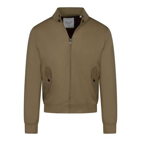 Blouson manches longues beige uni avec une coupe droite et un col montant