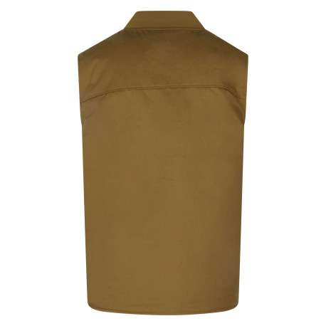 Blouson sans manches bronze uni avec une coupe droite et un col bomber - Image 2