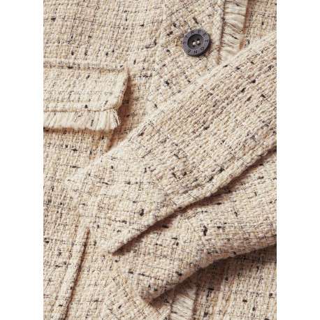 Blouson manches longues beige uni avec une coupe droite et un col à revers - Image 4