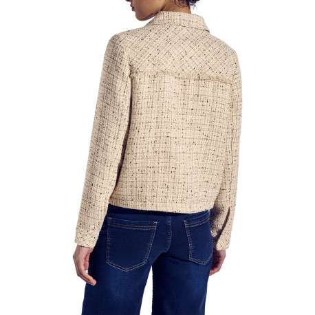 Blouson manches longues beige uni avec une coupe droite et un col à revers - Image 5