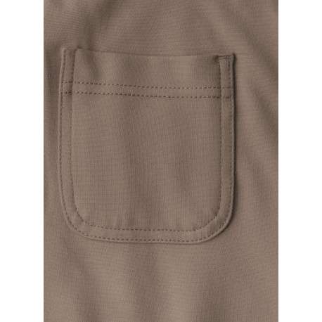 Pantalon 5 poches taupe uni avec une coupe bootcut et une taille élastiquée - Image 4