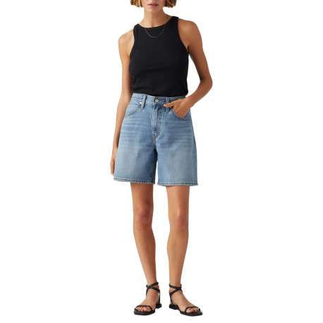 Short 5 poches 94 baggy en coton stone uni avec une coupe droite - Image 4