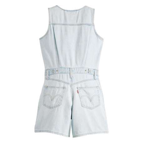 Combishort en coton bleue unie avec une coupe droite et un col v - Image 2