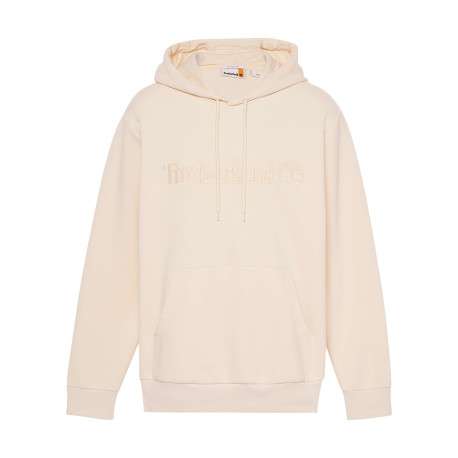Sweat manches longues écru uni avec une coupe droite et un col à capuche