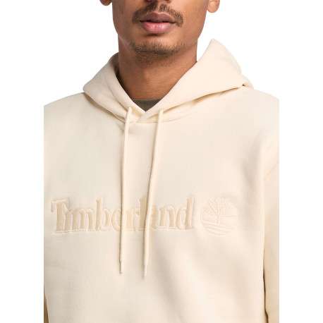 Sweat manches longues écru uni avec une coupe droite et un col à capuche - Image 2