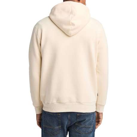 Sweat manches longues écru uni avec une coupe droite et un col à capuche - Image 3