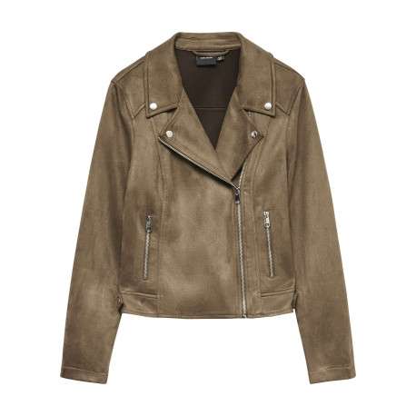 Veste perfecto chocolat unie avec une coupe droite et un col à revers