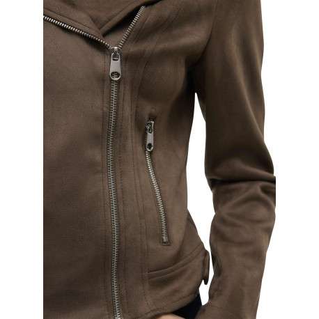 Veste perfecto chocolat unie avec une coupe droite et un col à revers - Image 5