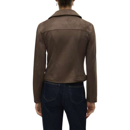 Veste perfecto chocolat unie avec une coupe droite et un col à revers - Image 6