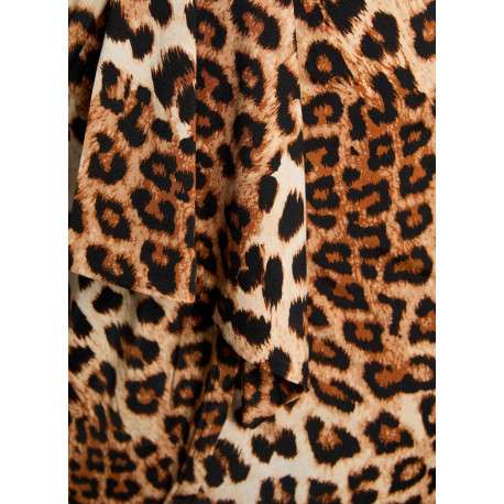 Robe courte en coton léopard avec une coupe droite et un col v - Image 2