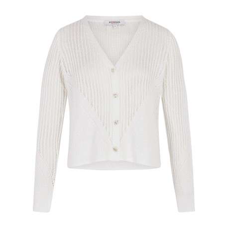 Gilet manches longues en coton écru uni avec une coupe droite et un col v - Image 5
