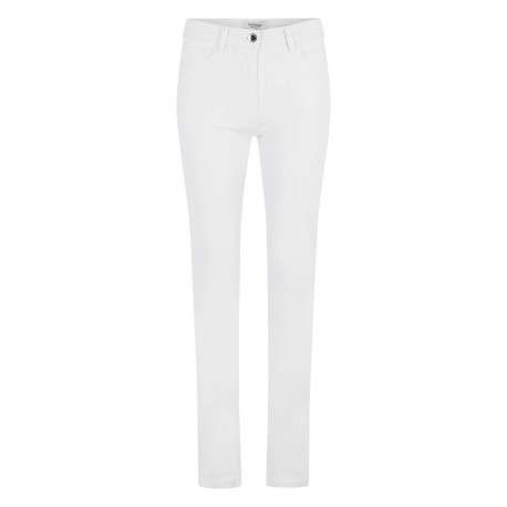 Pantalon 5 poches en coton mélangé blanc uni avec une coupe slim - Image 5