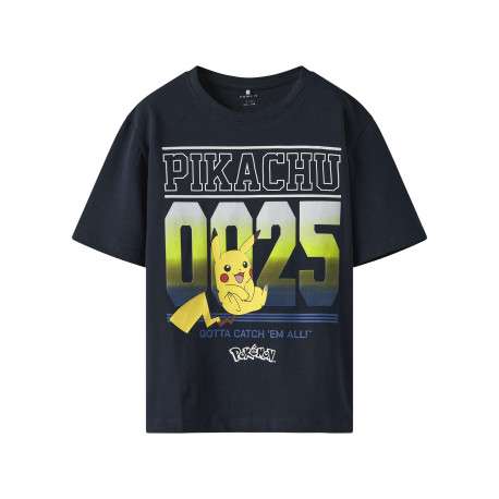T-shirt en coton bleu marine avec un imprimé personnage à l'avant et à col rond
