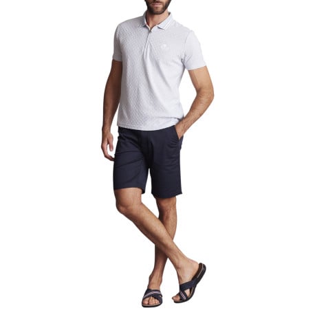 Polo en coton bleu ciel à petits carreaux à coupe slim et à col à revers zippé