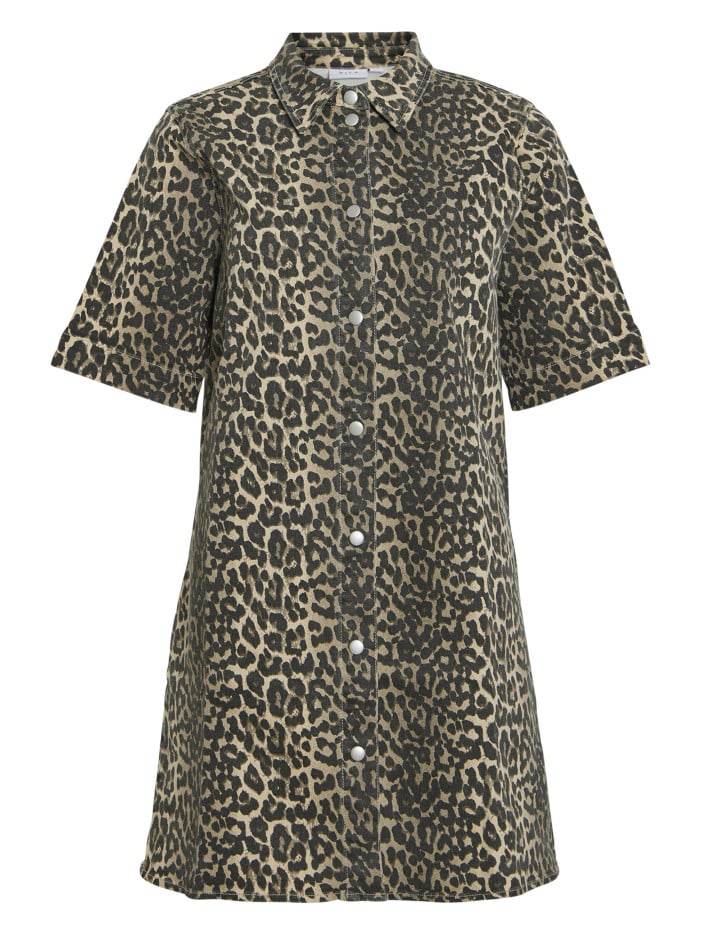 Robe courte léopard en faux...