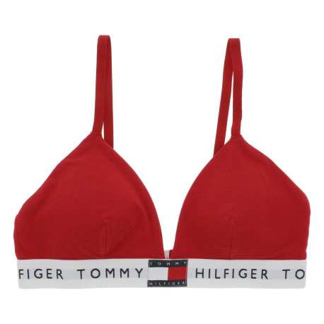 Soutien-gorge en coton rouge uni à bretelles réglables et à maintien élastiqué