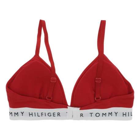 Soutien-gorge en coton rouge uni à bretelles réglables et à maintien élastiqué - Image 2
