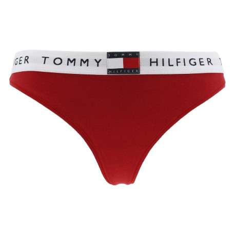 String en coton rouge uni à ceinture blanche élastiquée avec le logo