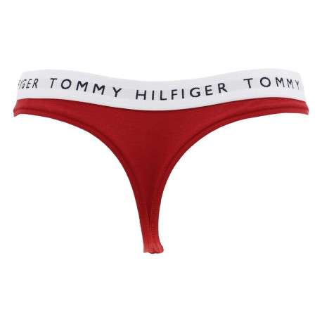 String en coton rouge uni à ceinture blanche élastiquée avec le logo - Image 2