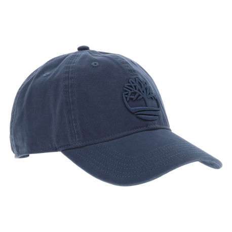 Casquette en coton bleue unie avec le logo ton sur ton brodé à l'avant - Image 3
