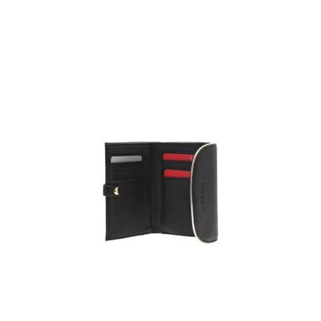 Portefeuille noir uni avec le nom de la marque embossé à l'avant - Image 3