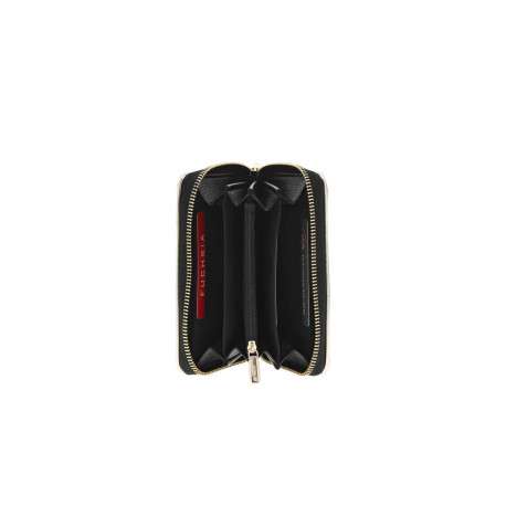 Portefeuille noir uni zippé avec le logo embossé sur l'avant - Image 3