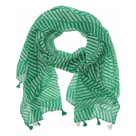 Foulard en voile léger vert avec des motifs en forme de feuilles