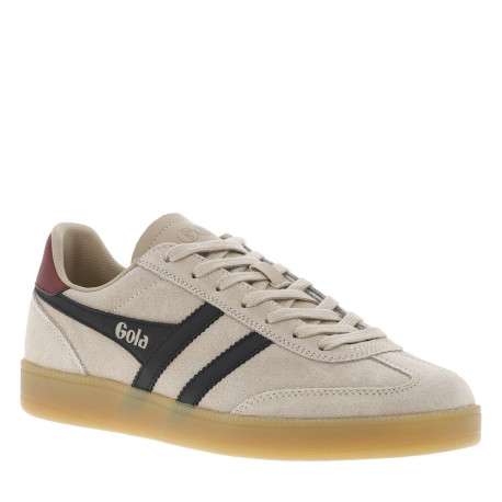 Tennis en cuir taupe en daim avec des empiècements noirs et à lacets plats - Image 3