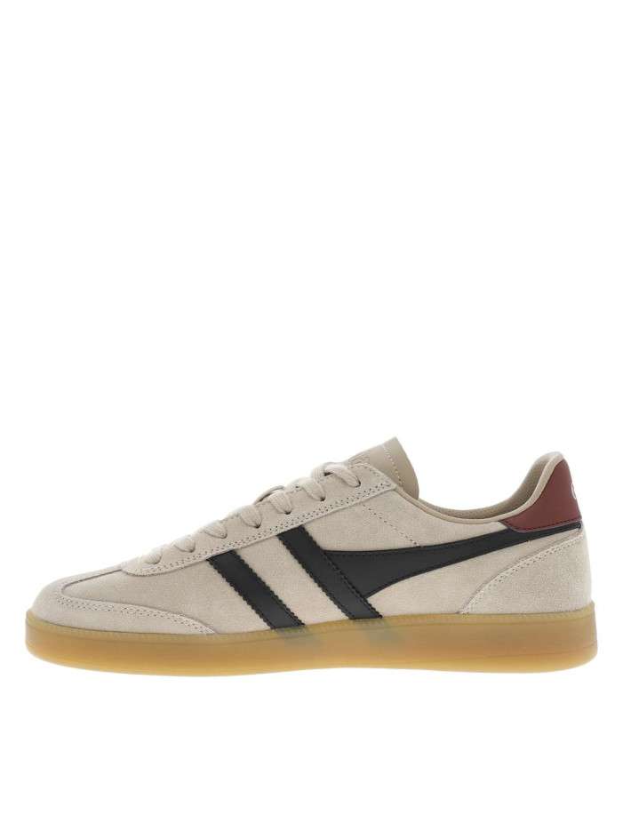 Tennis en cuir taupe en...