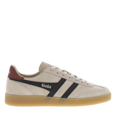Tennis en cuir taupe en daim avec des empiècements noirs et à lacets plats - Image 2