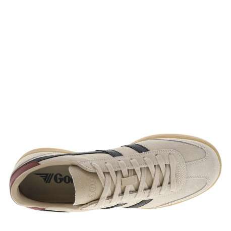 Tennis en cuir taupe en daim avec des empiècements noirs et à lacets plats - Image 4