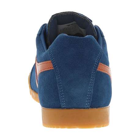 Tennis en cuir bleues en daim à empiècements rouges brique et à lacets plats - Image 6