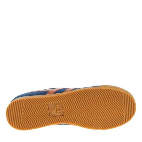 Tennis en cuir bleues en daim à empiècements rouges brique et à lacets plats - Image 5