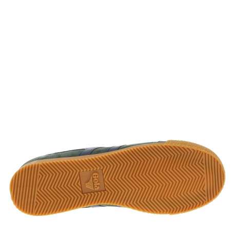 Tennis en cuir vertes sapin en daim à empiècements bleus et à semelle plate miel - Image 5
