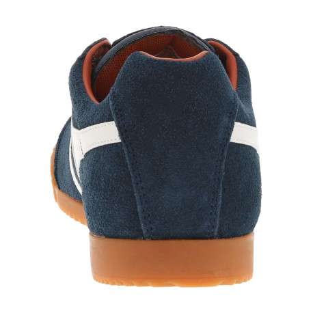 Tennis en cuir bleues marine en daim à empiècements blancs et à lacets plats - Image 6