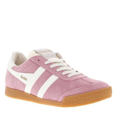 Tennis en cuir roses en daim à empiècements blancs et à semelle plate miel - Image 3