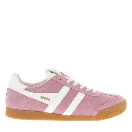 Tennis en cuir roses en daim à empiècements blancs et à semelle plate miel - Image 2