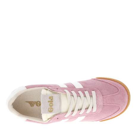Tennis en cuir roses en daim à empiècements blancs et à semelle plate miel - Image 4