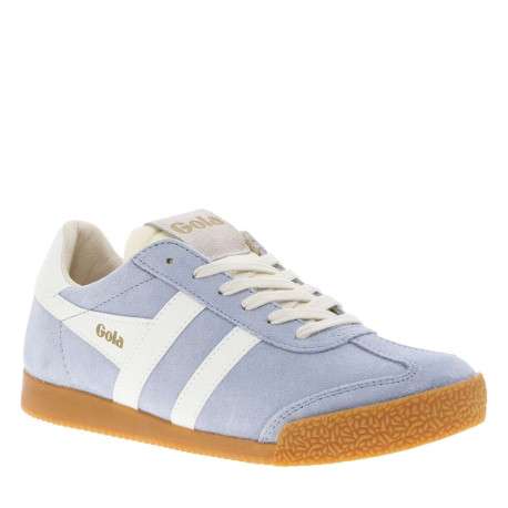Tennis en cuir bleues ciel en daim à empiècements blancs et à lacets plats - Image 3