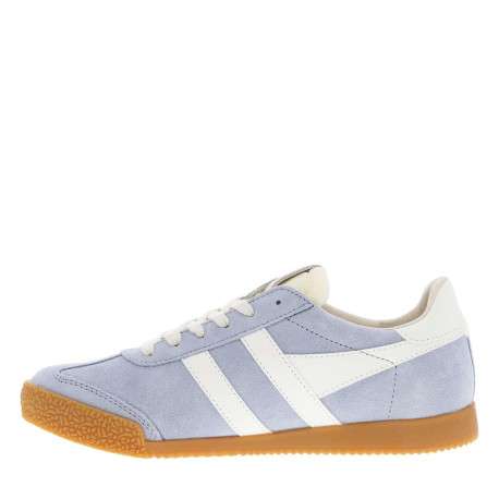 Tennis en cuir bleues ciel en daim à empiècements blancs et à lacets plats