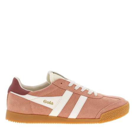 Tennis en cuir vieux roses en daim à languette écrue et à lacets plats beiges - Image 2