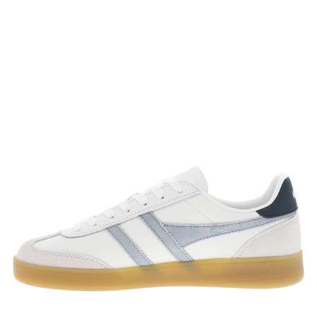 Tennis en cuir blanches à empiècements en daim et à lacets plats