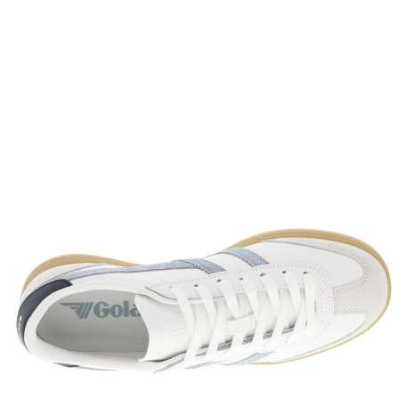 Tennis en cuir blanches à empiècements en daim et à lacets plats - Image 4