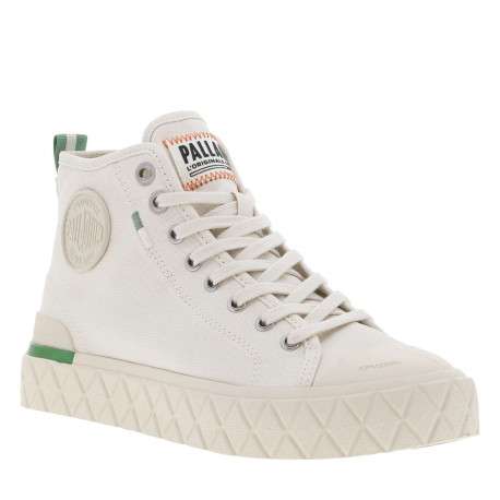 Tennis en toile montantes écrues avec un patch logo et à lacets plats - Image 3