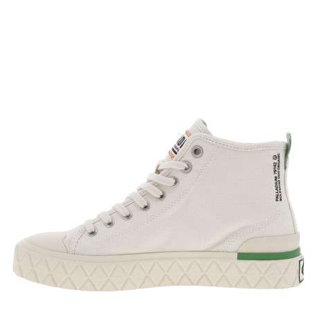 Tennis en toile montantes écrues avec un patch logo et à lacets plats
