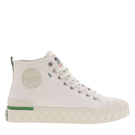 Tennis en toile montantes écrues avec un patch logo et à lacets plats - Image 2