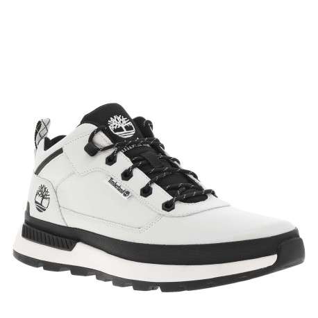 Sneakers blanches à détails noirs avec des lacets ronds à rayures - Image 3